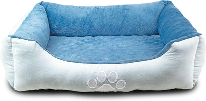 Orthopedic Rectangle Bolster Pet Bed,Dog Bed, Medium 25X21 Inches Blue, by , Blue with Orthopedic Insert. (HCT-ORT-BLUE)
